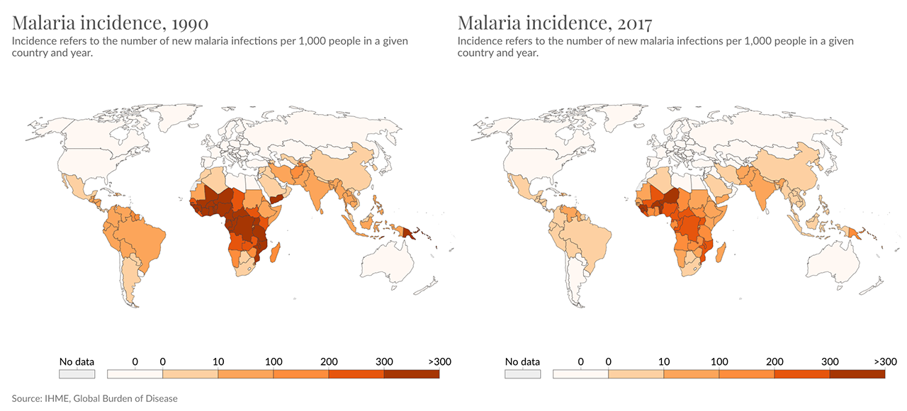 World map Malaria Incidence 1990-2017